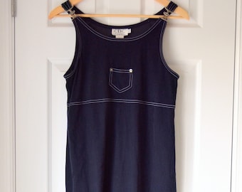 Vestido largo de ante azul inspirado en un mono / CDC Petite