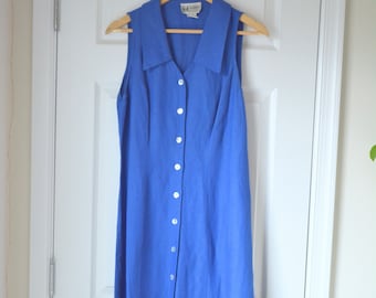 Robe longue boutonnée à col bleu royal des années 90 | Mode SL