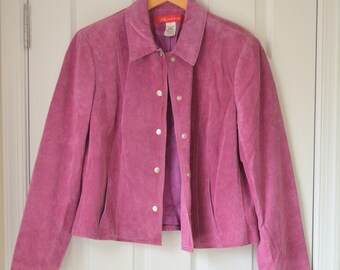 Vintage 90s Pink Suede Collared Jacket | Anne Klein