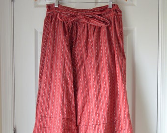 Vintage 1960s Calico Red Prairie Inspired Skirt | Handmade