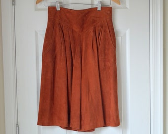 Vintage Suede High Waisted Pleated Shorts | Handmade