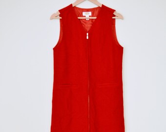 Red Wool Zip-Up Shift Dress | Talbots