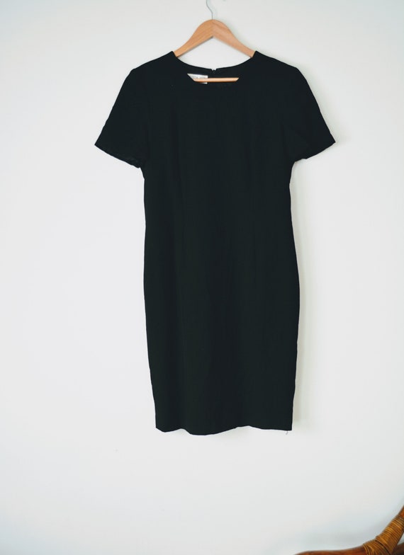 80s Simple Black Dress | Austin Reed