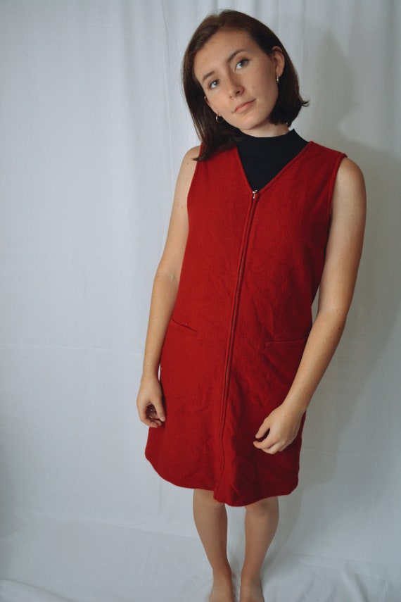 Red Wool Zip-Up Shift Dress | Talbots - image 4