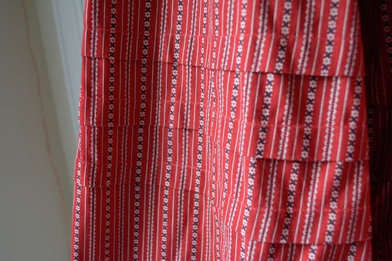 60s Prairie Dress, Red/Yellow Calico Print, Fern Violette SZ S