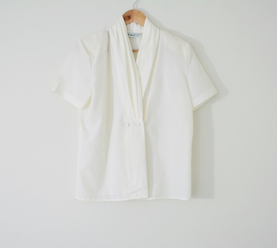 70s Polyester White Blouse | Willow Ridge - image 1