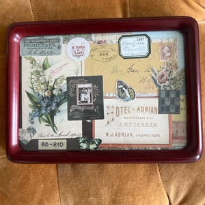 Colagem de lembranças inspiradas no vintage, inspirada em viagens com moldura | Feito à mão