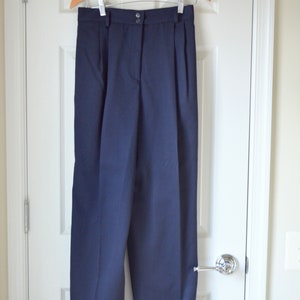 Vintage Navy Blue 90s Wool Pleated Trousers | Bernard Holtzman