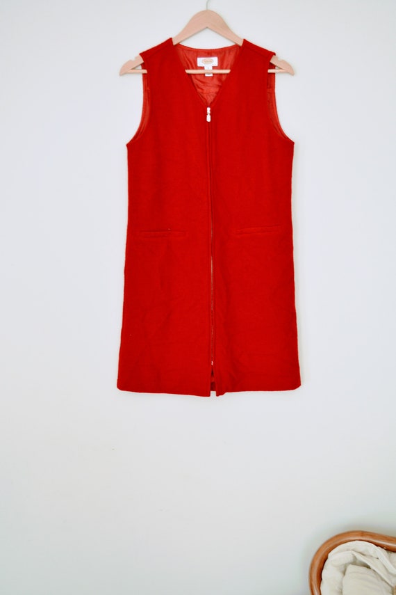 Red Wool Zip-Up Shift Dress | Talbots - image 1