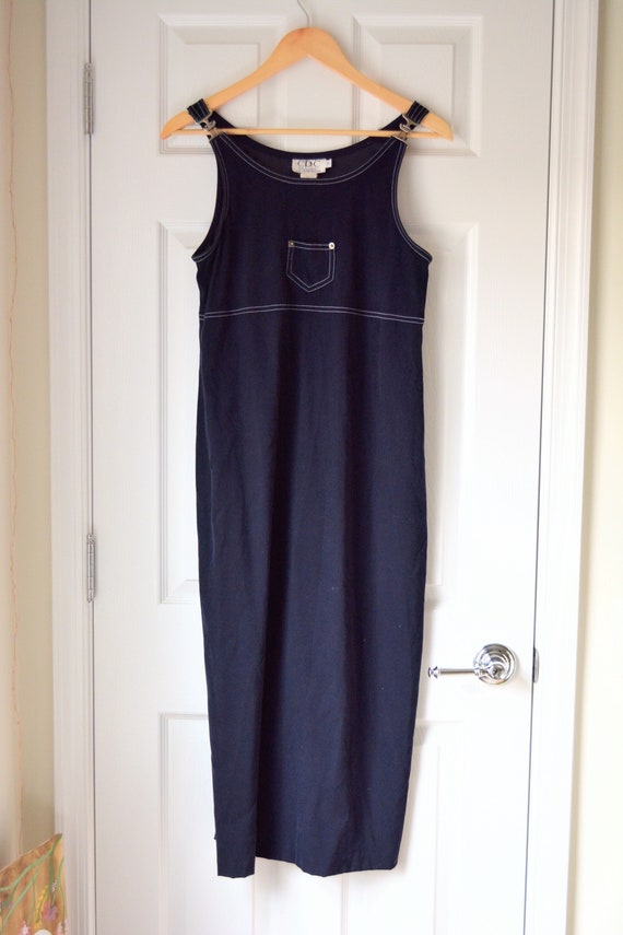 Blue Suede Overall Inspired Maxi Dress CDC Petite