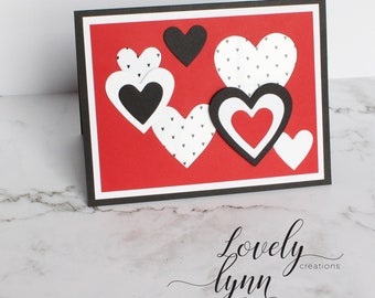 Layered Hearts Valentines Card, Die-cut Card, Handmade Craft, Love Card, Gift