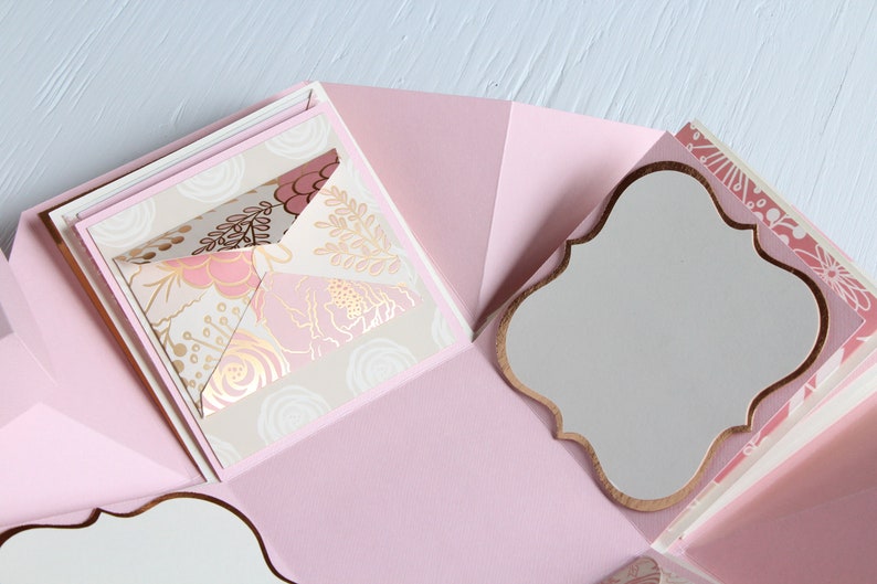 Rose Gold & Blush Explosion Box, Photo Keepsake, Memory Box, Exploding Box, Wedding Gift image 6