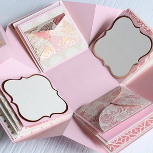 Rose Gold & Blush Explosion Box, Photo Keepsake, Memory Box, Exploding Box, Wedding Gift image 5