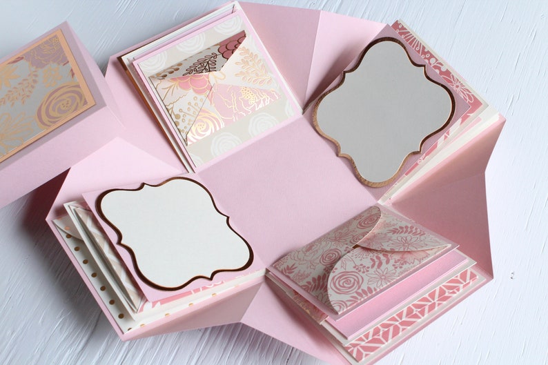 Rose Gold & Blush Explosion Box, Photo Keepsake, Memory Box, Exploding Box, Wedding Gift image 5