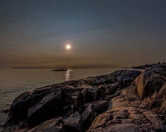Lake Superior, Landscape, Sunset, Bathtub Island, Wawa, Northern Ontario, Canada, Wilderness, Pixeltrot, Wall Art, Photography,Wall Art