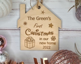 Personalised 2023 New Home First Christmas Christmas Tree Bauble Decoration Ornament ~ Wooden Xmas Gift