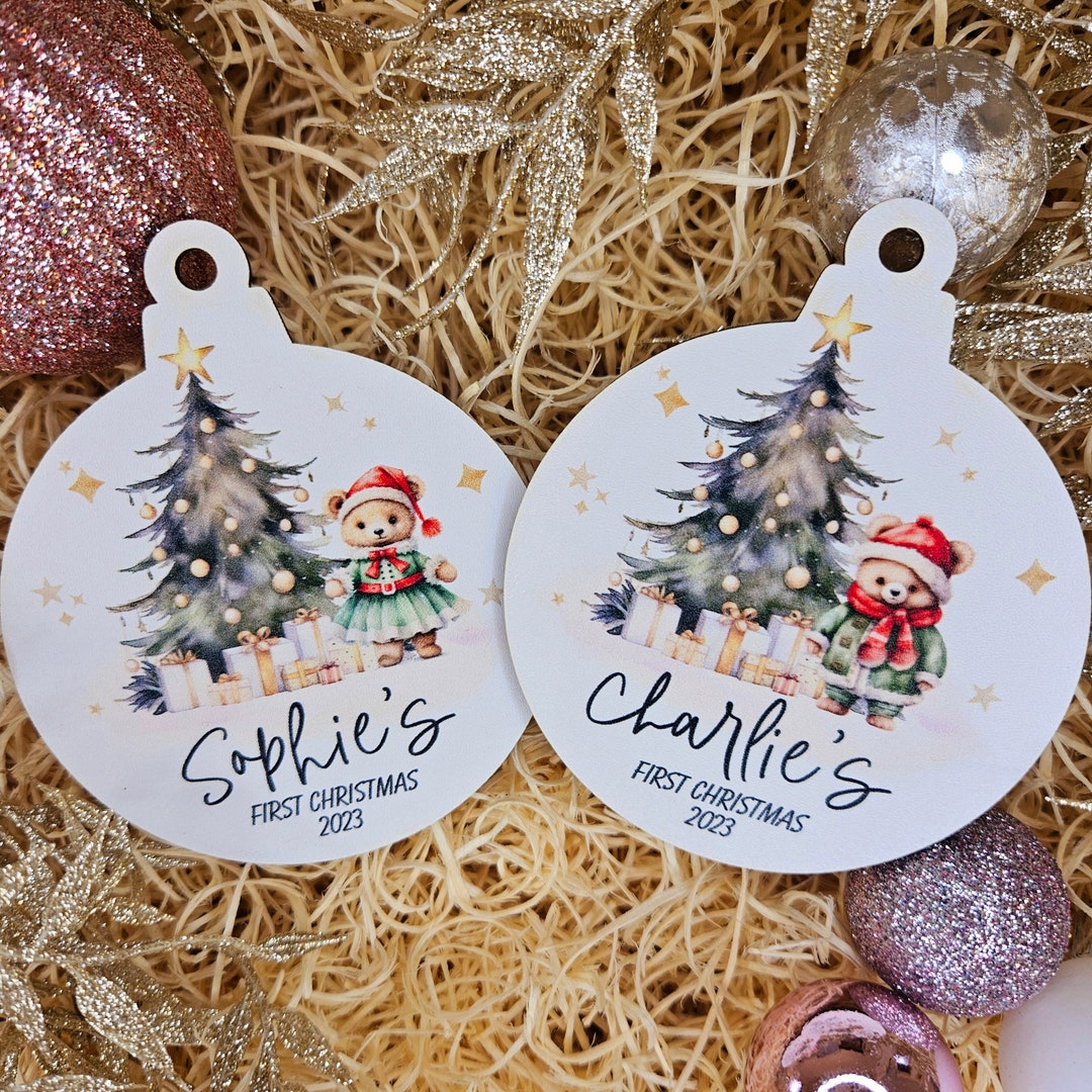 Personalised Baby's First Christmas 2024 Personalised Wooden Christmas