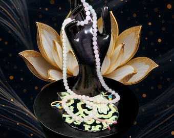 Mala de Quartzo Rosa Tibetano: Terço Budista Autêntico com 108 Contas para Meditação Espiritual com Buda #presente