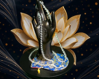 Mala de Quartzo Tibetano Transparente: Autêntico Terço Budista com 108 Contas para Meditação Espiritual com Buda #presente