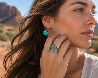 925 Sterling Silver Inlay Jewelry Set: Native American, Malachite, Turquoise, Paua Shell, Mother Of Pearl, Gift
