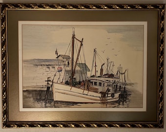 Joe Moran Watercolor Painting: Biloxi Mississippi Original Signed Vintage Fine Art #gift