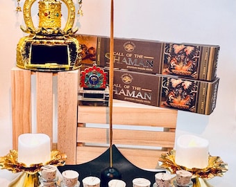 Shaman Gift Set: Incense, Solar Prayer Wheel, Candle Holder, Necklace, Pendant, Gift
