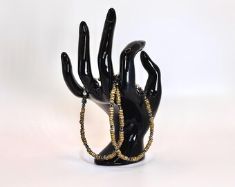 Pulseiras egípcias de hematita dourada e prateada: feitas à mão, em latão #presente, #moda, #paratodos