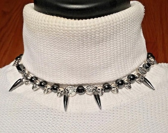 Colar de Prata de Lei para Presente: Gargantilha de Hematita, Joia Fina Artesanal Vintage Decor