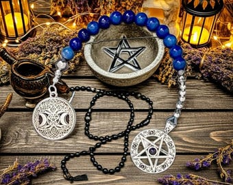 Sterling Silver Witch's Ladder Prayer Beads: Love Attraction Amulet Pendant Protection,Wiccan, Witchcraft, Pagan