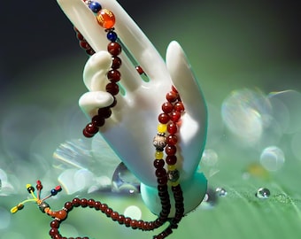 Mala Tibetana de Cornalina: 108 contas de oração, meditação budista #presente