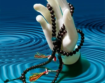 Mala de Pau-rosa Tibetano: 108 contas de oração budistas #presente