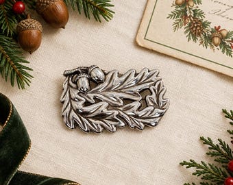 Sterling Silver Oak Leaf Acorn Brooch: Woodland Elegance Pin Brooch #gift #holidays #vintage