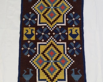 Vintage swedish rug Scandinavian rugs hand woven rollakan skane wall hanging swedish weaving