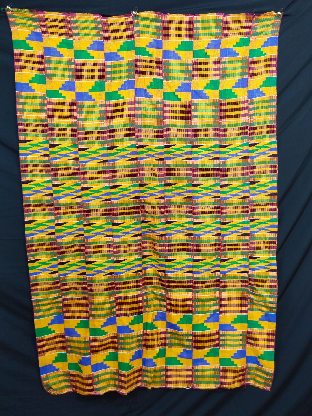 Traditional Akan Royal Silk Kente Cloth (Full 12-Yard Piece)