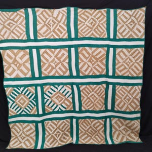 Vintage Hand gesteppte Geometrische Decke, Erbstück Patchwork Optische Täuschung Abstrakte Tagesdecke