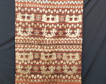 Vintage Indonesian Sumba Ikat Ceremonial Skirt, Handwoven Tribal Fabric, Ethnic Textile Art A119