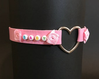 Pink CUSTOMISABLE "Cute Kitten" Series Custom Writing! Ddlg Cute Collar/Chocker, The Perfect gift, pet age kitten play sub submissive slave