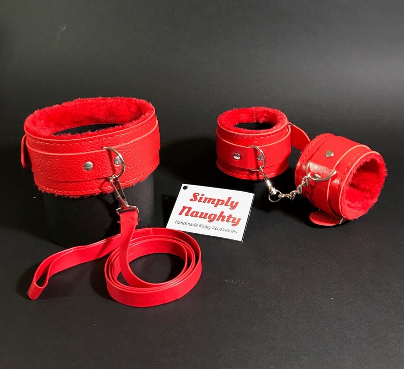 Cute & Luxury Red Submissive Collar and Leash Handcuffs. Etsy