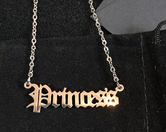 Stainless Steel  "Princess" "Babygirl" "Angel" Chrome Necklace Ddlg Jewellery, Cutest Gift for a Sub Submissive Slave Birthday Anniversary