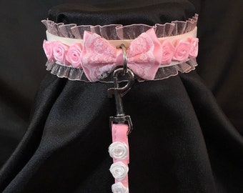 SPECIAL EDITION "Baby Girl" Series of Ddlg Collar & Leash!Vegan Leather, Submissive Master sex slave petplay sub kittenplay, kawaii waifu