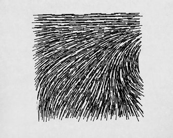 Wind 2 / Framed - Arte generativo - Moire Artwork - Ink Drawing - Plotter Art - Minimalist Artwork - Living Room Decor - Math Art