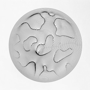 May include: A black and white abstract illustration of a sphere with concentric circles creating a 3D effect.