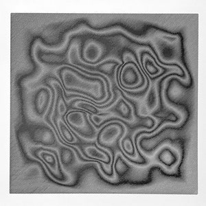 May include: A black and white abstract image with a swirling, organic pattern. The pattern is made up of a series of interconnected lines and curves that create a sense of movement and flow.