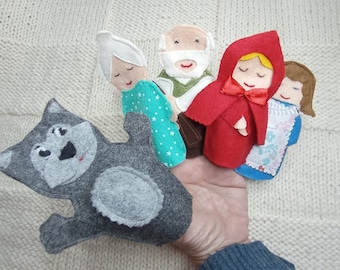 手作りフェルト指人形：赤ずきんストーリーセット - Etsy 日本