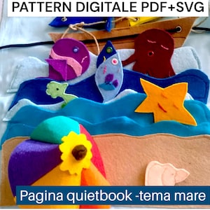 Pattern Quietbook Page Sea - PDF + SVG to print - Montessori Activities - Creative sewing for kids