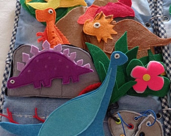 Quietbook Dinossauros Atividades Montessori Presente para Crianças Livro Sensorial