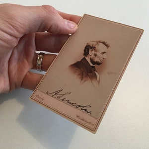エイブラハム・リンカーン・パーラーのサイン入りカード Carte de Visite by Mathew Brady REPRO 米国大統領 米国ワシントン写真