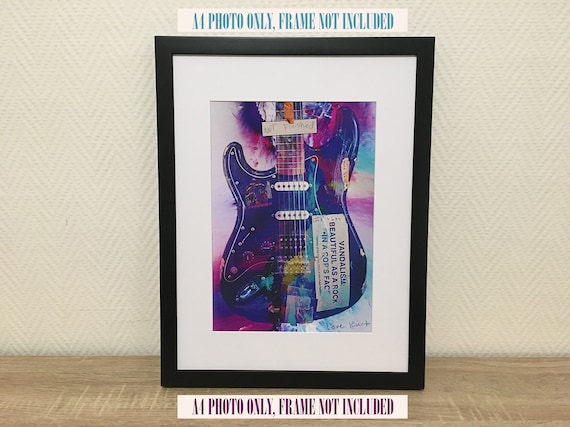 Kurt Cobain Guitar A4 Glossy Photo Digital ART Strat Fender