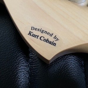 KURT COBAIN JagStang Headstock STICKER &quot;Designed by Kurt Cobain&quot; Nirvana Guitar