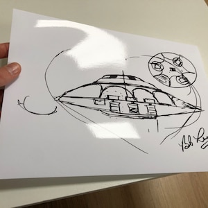 Bob Lazar UFO Drawing sport model from Area 51 and flying saucers PRINTED on A4 glossy photo paper